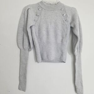 Veronica Beard Gray Crew Neck Sweater